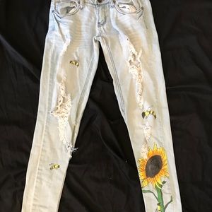 Sun flower jeans